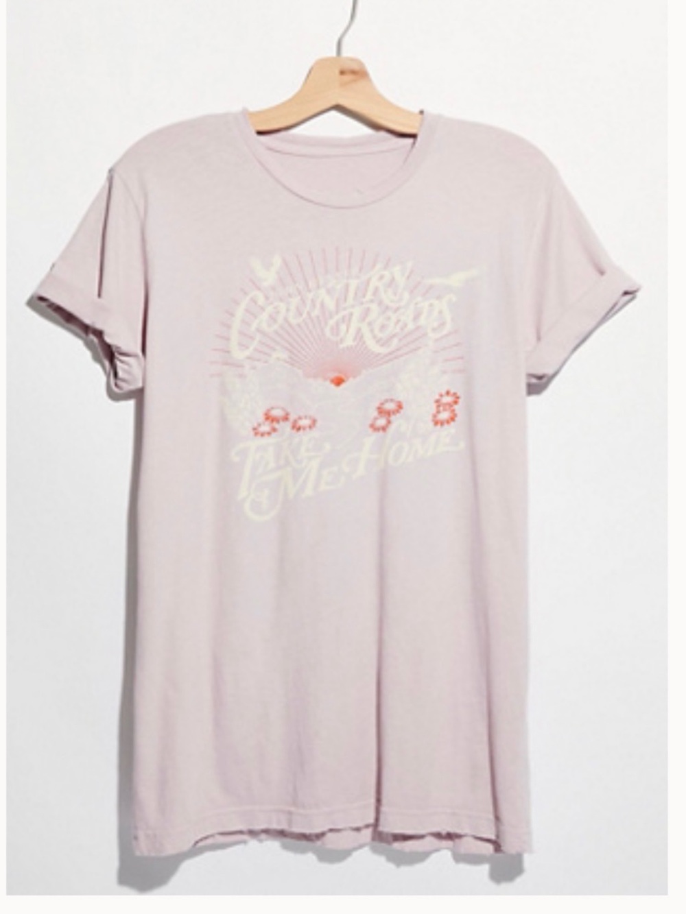Free People x Midnight Rider John Denver Country Roads Tee in Light Lilac, XL